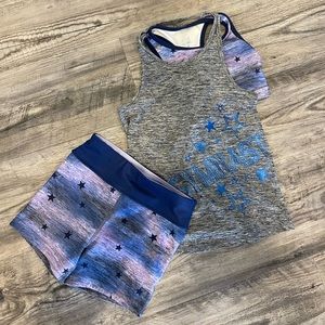 Barely worn! Justice Girls Tank with Built in Sports Bra and Matching Shorts